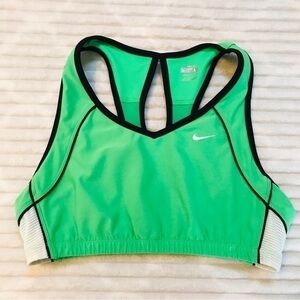 Nike Fit Dry Green White Black Keyhole Racerback Sports Bra Women’s size Large